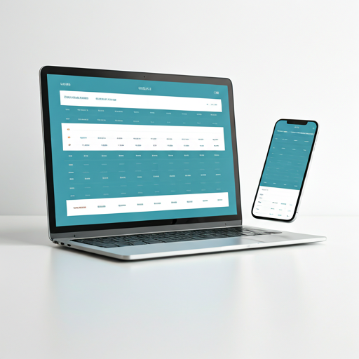 Analytics dashboard UI on laptop and phone