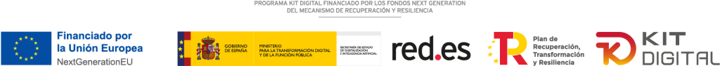 Logotipos institucionales del Gobierno de España, Red.es, Plan de Recuperación, Kit Digital y Unión Europea NextGenerationEU